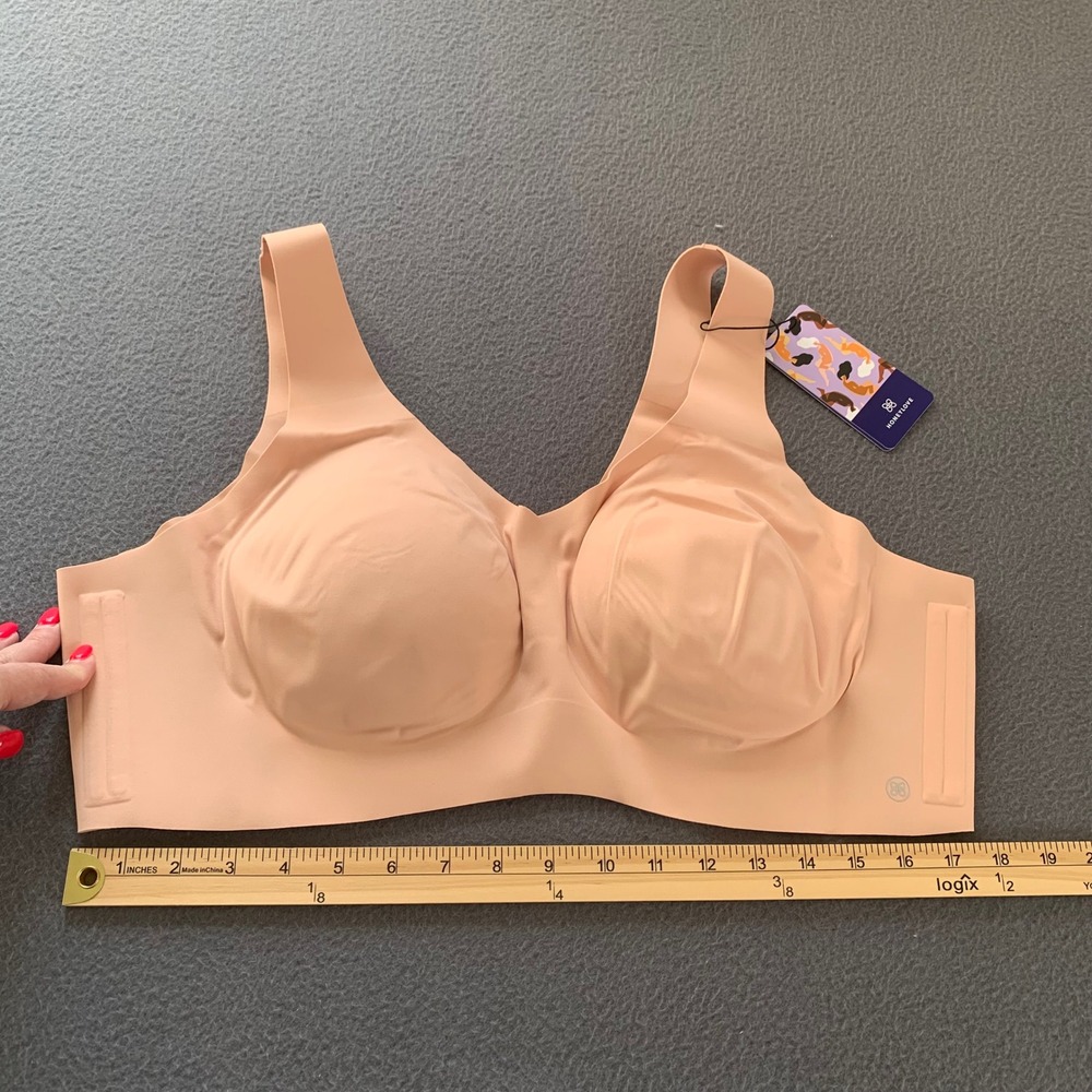 NWT Honeylove V Neck Bra Rose Tan Size 3X Nude Wire Free Comfort Removable Pads - Picture 6 of 7